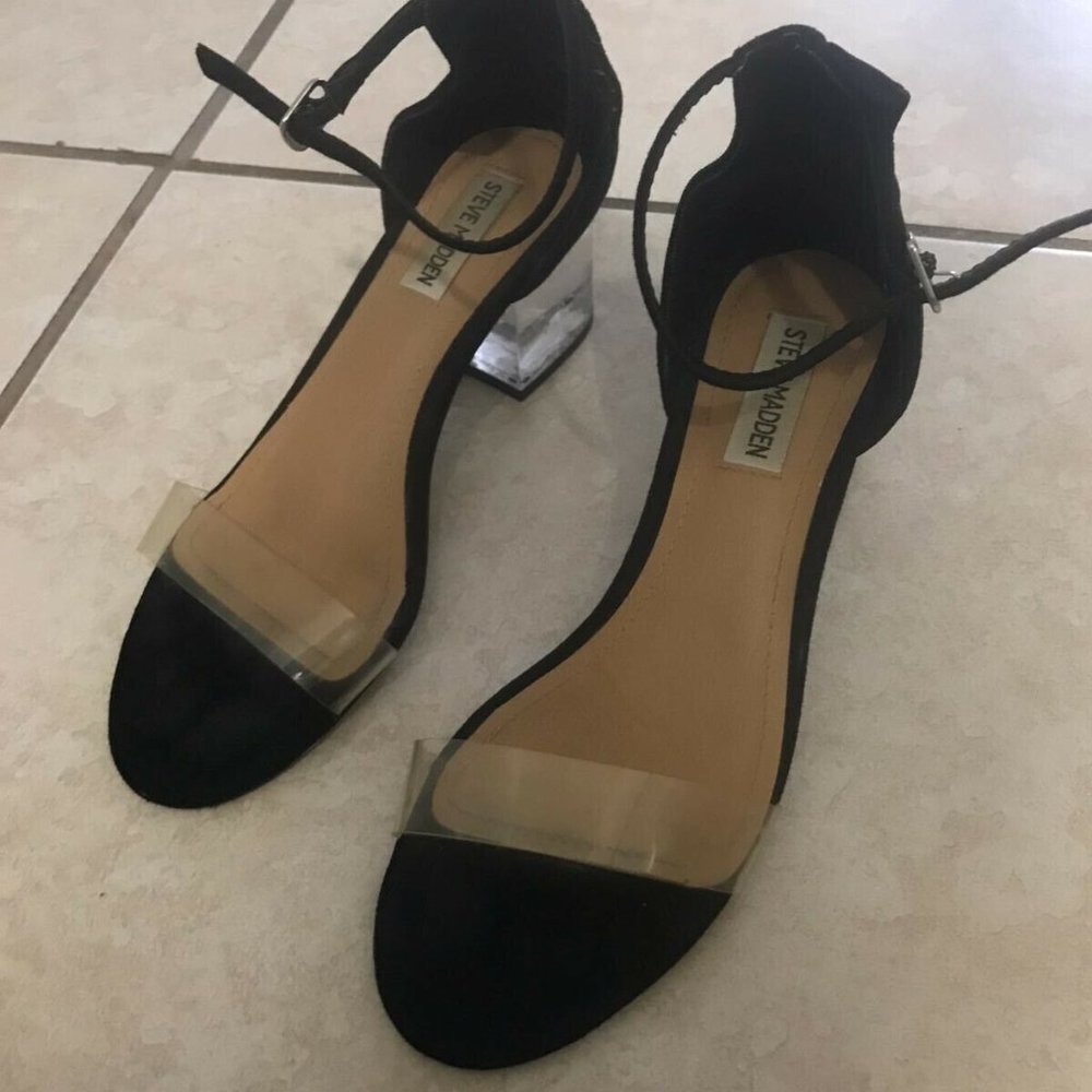 Steve Madden, Transparent and Black sandals 7.5